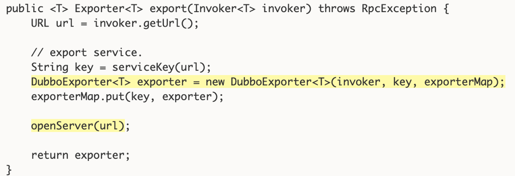 DubboProtocol#export